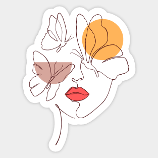 Woman face with butterflies Sticker